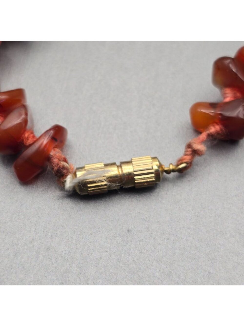 Vintage Carnelian Necklace 20" Chunky Bead Hand Knotted Boho Statement Strand - Picture 6 of 8